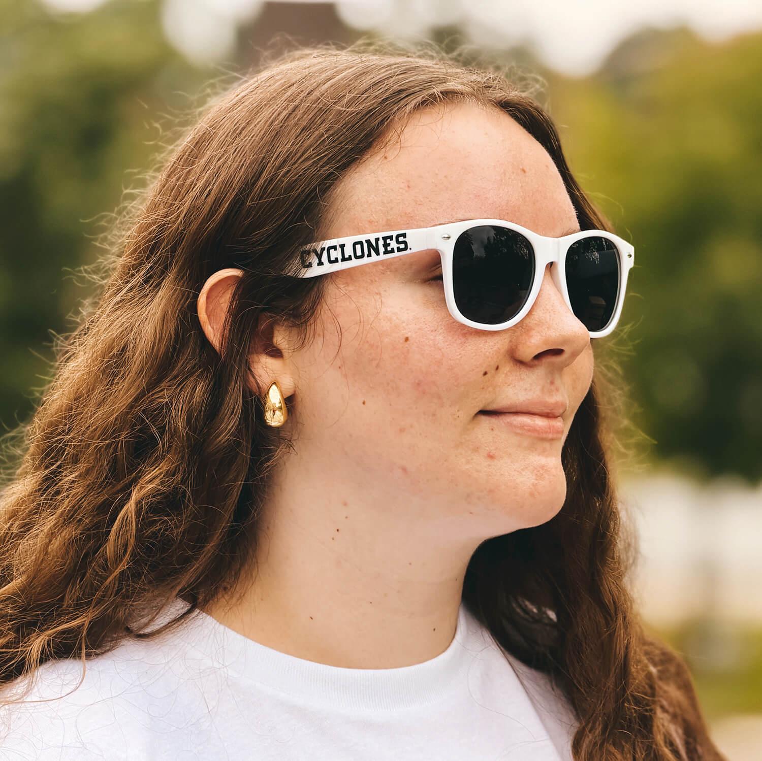 A Cyclone wearing the Champion White sunglasses